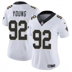 Women New Orleans Saints 92 Chase Young White Vapor Stitched Game Jersey