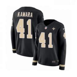 Womens Nike New Orleans Saints 41 Alvin Kamara Limited Black Therma Long Sleeve NFL Jersey