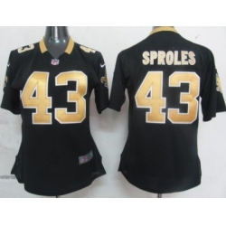 Womens Nike New Orleans Saints 43 Sproles Black Nike NFL Jerseys