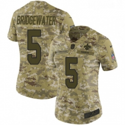 Womens Nike New Orleans Saints 5 Teddy Bridgewater Limited Camo 2018 Salute to Service NFL Jersey