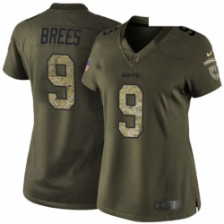 Womens Nike New Orleans Saints 9 Drew Brees Elite Green Salute to Service NFL Jersey