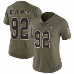 Womens Nike New Orleans Saints 92 Marcus Davenport Olive Stitched NFL Limited 2017 Salute to Service Jersey