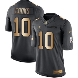 Nike Saints #10 Brandin Cooks Black Youth Stitched NFL Limited Gold Salute to Service Jersey