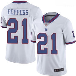 Giants 21 Jabrill Peppers White Men Stitched Football Limited Rush Jersey