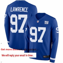 Giants 97 Dexter Lawrence Royal Blue Team Color Men Stitched Football Limited Therma Long Sleeve Jersey