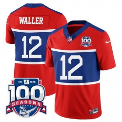 Men New York Giants 12 Darren Waller Century Red 100TH Season Commemorative Patch Limited Stitched Football Jersey