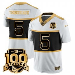Men New York Giants 5 Kayvon Thibodeaux White Gold 100TH Season Commemorative Patch Limited Stitched Football Jersey