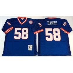 Mitchell Ness giants #58 BANKS blue Throwback Stitched NFL Jerseys