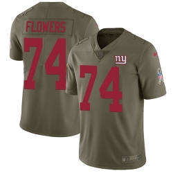 Nike Giants #74 Ereck Flowers Olive Mens Stitched NFL Limited 2017 Salute to Service Jersey