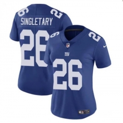 Women New York Giants 26 Devin Singletary Blue Vapor Stitched Jersey