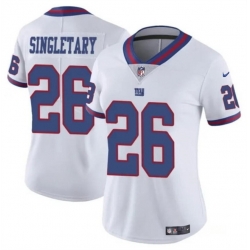 Women New York Giants 26 Devin Singletary White Color Rush Stitched Jersey