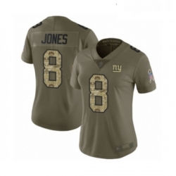 Womens New York Giants 8 Daniel Jones Limited Olive Camo 2017 Salute to Service Football Jersey