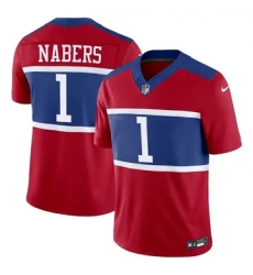 Youth Men New York Giants 1 Malik Nabers Red Vapor Untouchable Limited Stitched Jersey