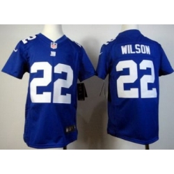 Youth Nike New York Giants 22 Wilson Blue Game Nike NFL Jerseys