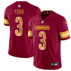 Men Washington Commanders 3 Cade York Burgundy 2024 Vapor Limited Stitched Football Jersey