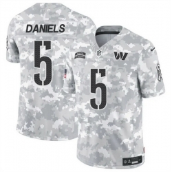 Men Washington Commanders 5 Jayden Daniels 2024 F U S E Arctic Camo Salute To Service Limited Stitched Football Jersey