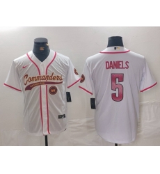 Men Washington Commanders 5 Jayden Daniels White With Patch Cool Base Stitched Baseball Jersey 5