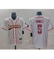 Men Washington Commanders 5 Jayden Daniels White With Patch Cool Base Stitched Baseball Jersey
