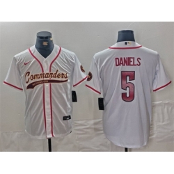 Men Washington Commanders 5 Jayden Daniels White With Patch Cool Base Stitched Baseball Jersey