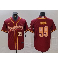 Men Washington Commanders 99 Chase Young Burgundy With Patch Cool Base Stitched Baseball Jersey 4