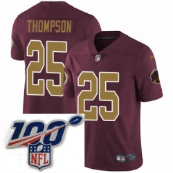 Mens Nike Washington Redskins 25 Chris Thompson Burgundy RedGold Number Alternate 80TH Anniversary Vapor Untouchable Limited Stitched 100th anniversary Nec