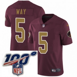 Mens Nike Washington Redskins 5 Tress Way Burgundy RedGold Number Alternate 80TH Anniversary Vapor Untouchable Limited Stitched 100th anniversary Neck Patc