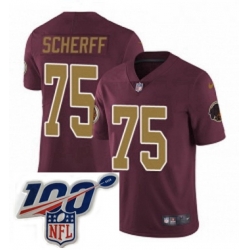 Mens Nike Washington Redskins 75 Brandon Scherff Burgundy RedGold Number Alternate 80TH Anniversary Vapor Untouchable Limited Stitched 100th anniversary Ne