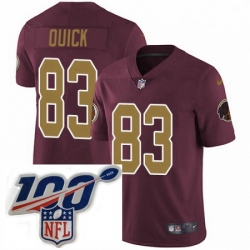 Mens Nike Washington Redskins 83 Brian Quick Burgundy RedGold Number Alternate 80TH Anniversary Vapor Untouchable Limited Stitched 100th anniversary Neck P