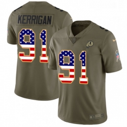 Mens Nike Washington Redskins 91 Ryan Kerrigan Limited OliveUSA Flag 2017 Salute to Service NFL Jersey