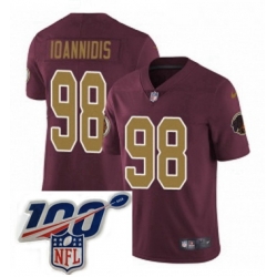 Mens Nike Washington Redskins 98 Matthew Ioannidis Burgundy RedGold Number Alternate 80TH Anniversary Vapor Untouchable Limited Stitched 100th anniversary 