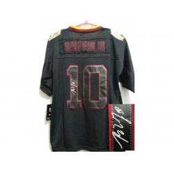 Nike Washington Redskins 10 Robert Griffin III Black Elite Light Out Signed NFL Jersey