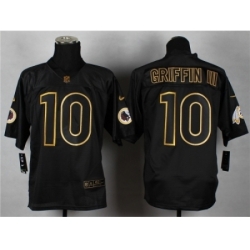 Nike Washington Redskins 10 robert griffin III black Elite gold lettering fashion NFL Jersey