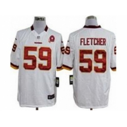 Nike Washington Redskins 59 London Fletcher White Game 80TH Patch NFL Jersey