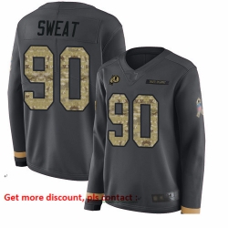 Redskins 90 Montez Sweat Anthracite Salute to Service Women Stitched Football Limited Therma Long Sleeve Jersey