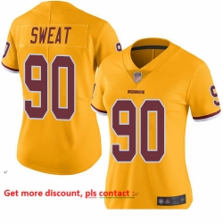 Redskins 90 Montez Sweat Gold Women Stitched Football Limited Rush Jersey