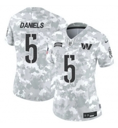 Women Washington Commanders 5 Jayden Daniels 2024 F U S E Arctic Camo Salute To Service