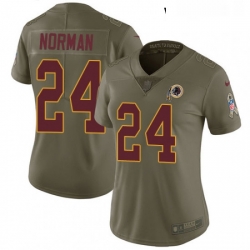 Womens Nike Washington Redskins 24 Josh Norman Limited Olive 2017 Salute to Service NFL Jersey