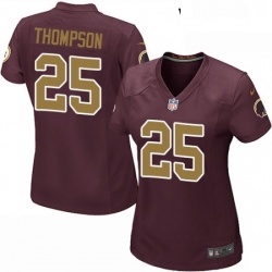 Womens Nike Washington Redskins 25 Chris Thompson Game Burgundy RedGold Number Alternate 80TH Anniversary NFL Jersey