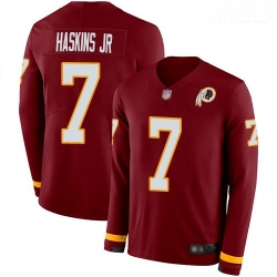 Redskins #7 Dwayne Haskins Jr Burgundy Red Team Color Youth Stitched Football Limited Therma Long Sleeve Jersey