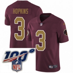 Youth Nike Washington Redskins 3 Dustin Hopkins Burgundy RedGold Number Alternate 80TH Anniversary Vapor Untouchable Limited Stitched 100th anniversary Nec