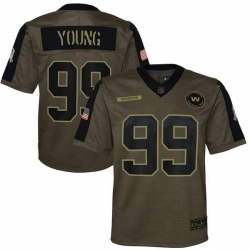 Youth Washington Football Team Chase Young Nike Olive 2021 Salute To Service Game Jersey