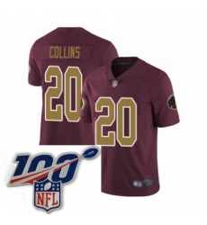 Youth Washington Redskins 20 Landon Collins Burgundy Red Gold Number Alternate 80TH Anniversary Vapor Untouchable Limited Stitched 100th anniversary Neck P