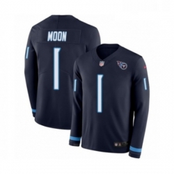 Mens Nike Tennessee Titans 1 Warren Moon Limited Navy Blue Therma Long Sleeve NFL Jersey