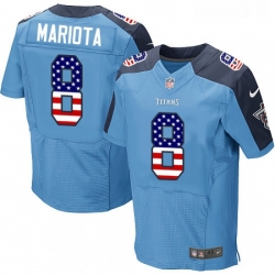 Mens Nike Tennessee Titans 8 Marcus Mariota Elite Light Blue Home USA Flag Fashion NFL Jersey