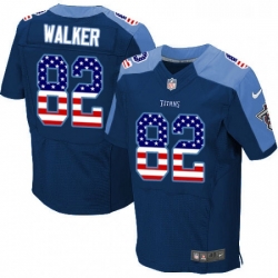 Mens Nike Tennessee Titans 82 Delanie Walker Elite Navy Blue Alternate USA Flag Fashion NFL Jersey