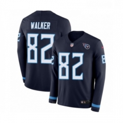 Mens Nike Tennessee Titans 82 Delanie Walker Limited Navy Blue Therma Long Sleeve NFL Jersey