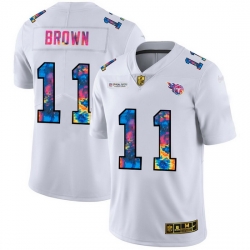 Tennessee Titans 11 A J  Brown Men White Nike Multi Color 2020 NFL Crucial Catch Limited NFL Jersey