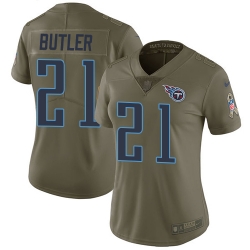 Nike Titans #21 Malcolm Butler Olive Womens Stitched NFL Limited 2017 Salute to Service Jersey