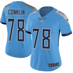 Nike Titans #78 Jack Conklin Light Blue Team Color Womens Stitched NFL Vapor Untouchable Limited Jersey