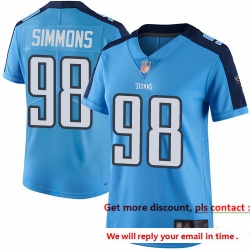 Titans 98 Jeffery Simmons Light Blue Women Stitched Football Limited Rush Jersey